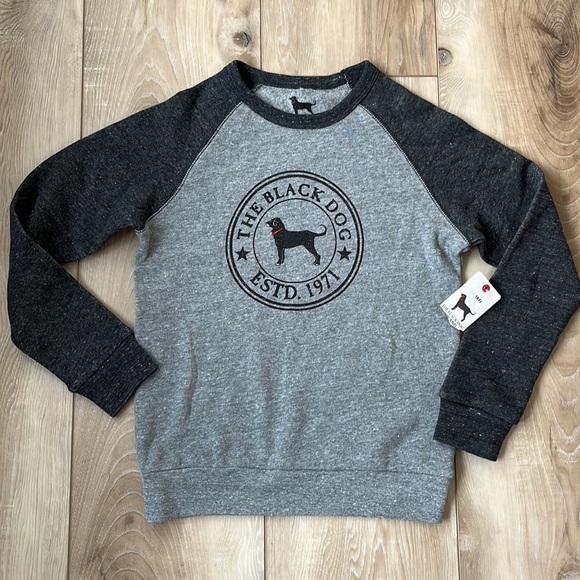The Black Dog Kids Crewneck Grey Two-Toned Logo Graphic Sweatshirt Size S NEW - Picture 2 of 6